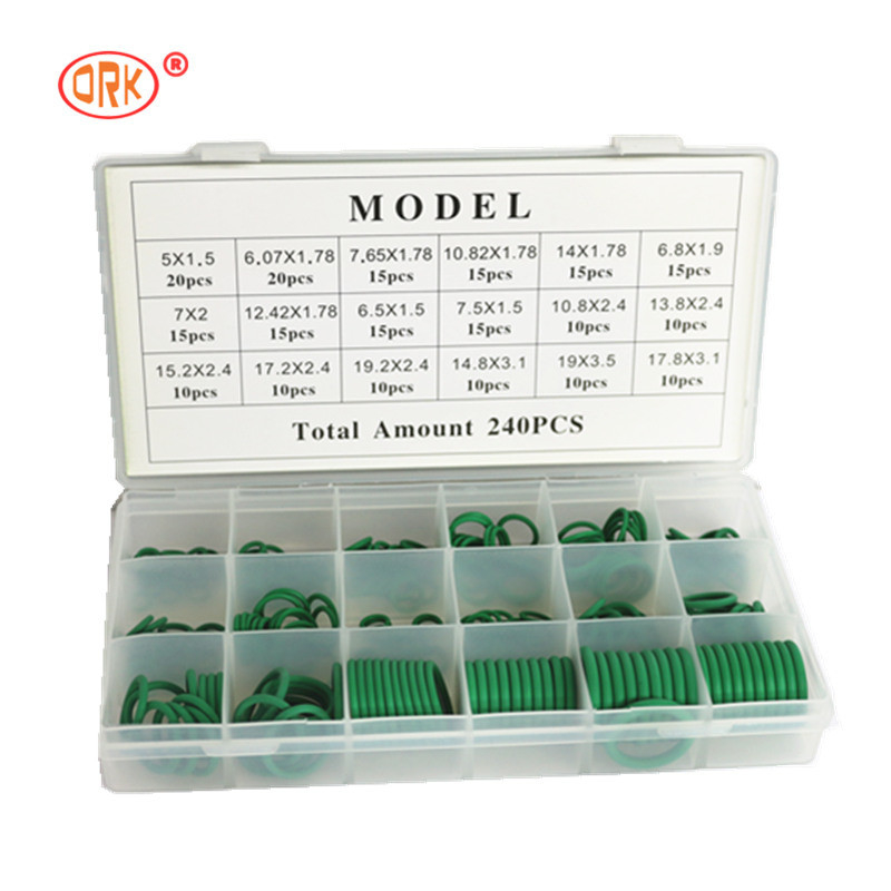 240pcs πράσινο NBR αυτοκίνητο κλιματιστικό O-ring κιτ 16 μεγέθη για διάφορα μεγέθη σφραγίδες